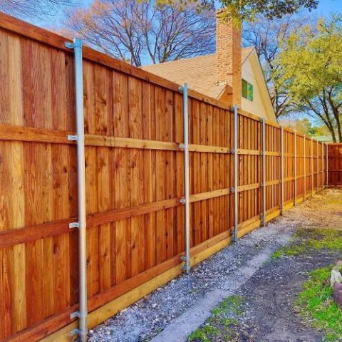 Finished wood cedar privacy fence